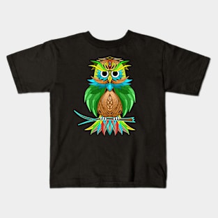 Owl Mandala Color Full Kids T-Shirt